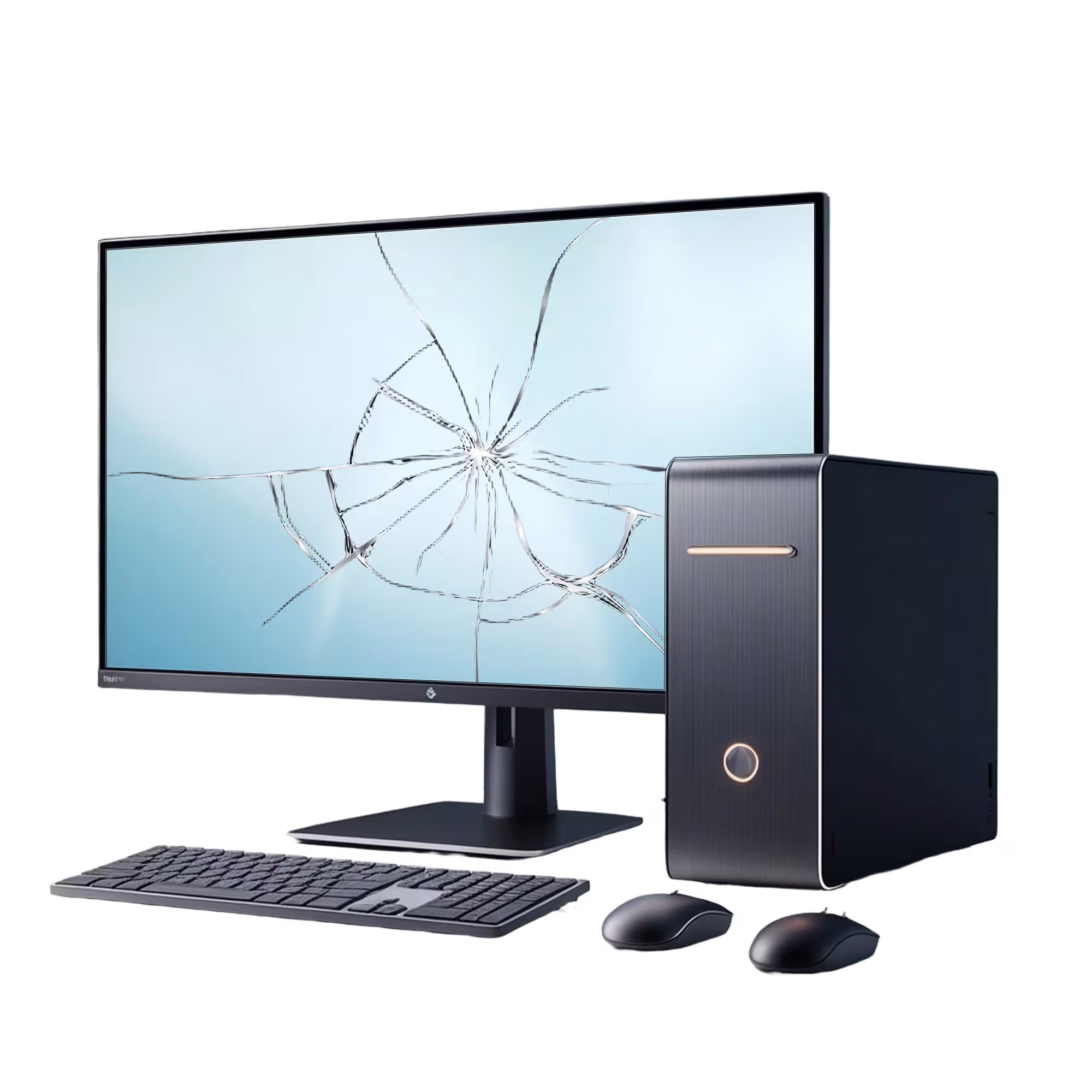 Computer with a cracked screen